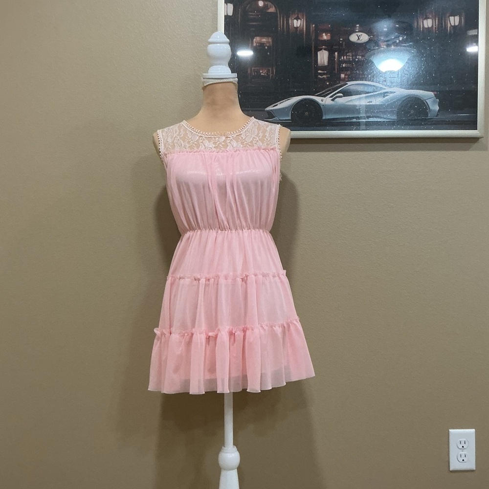 Pink Lace Mini Dress